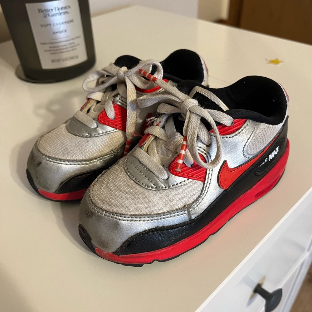 Toddler Nike AirMax Red and Gray tennis shoes